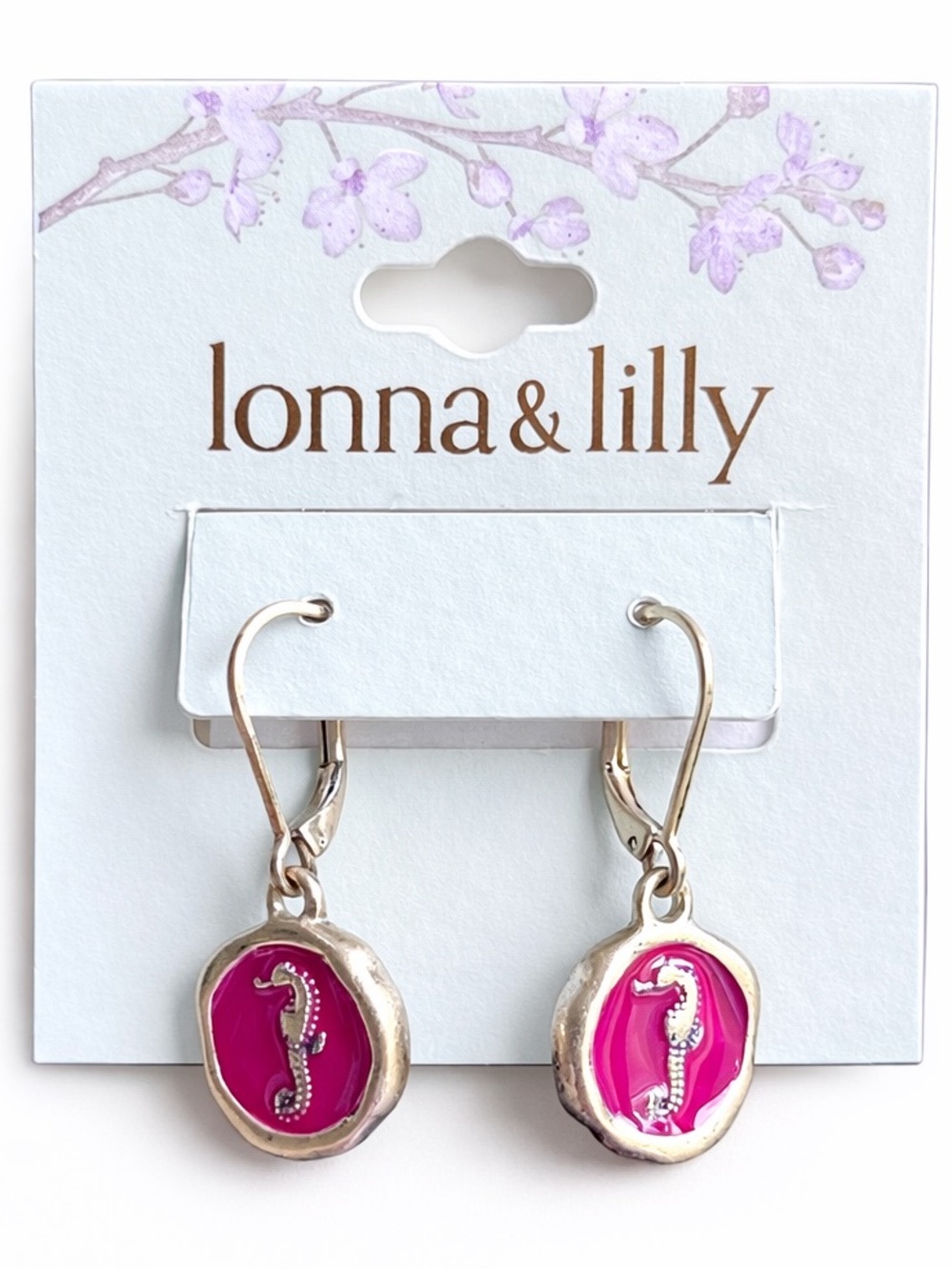 lonna & lilly Hot Pink Seahorse Drop Earrings